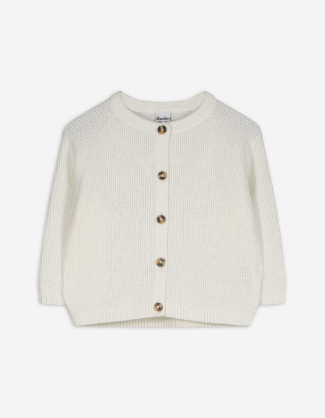 Strickjacke - Baumwolle - weiß