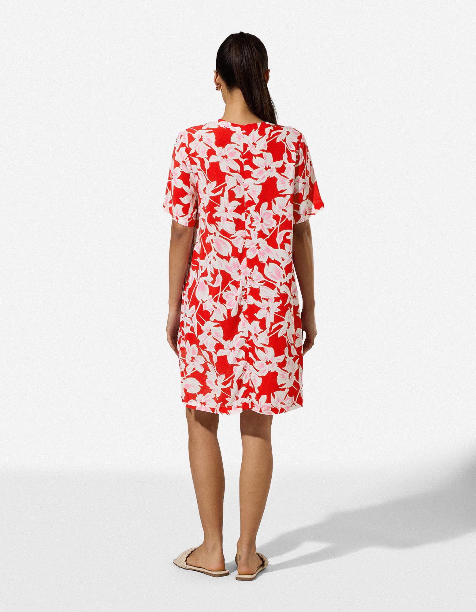 Kleid - Allover-Print - Rot
