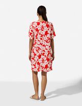 Kleid - Allover-Print - Rot