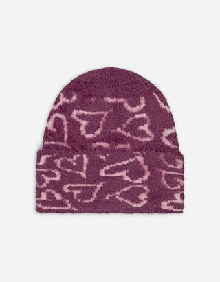 Strickmütze - Umschlag - lila