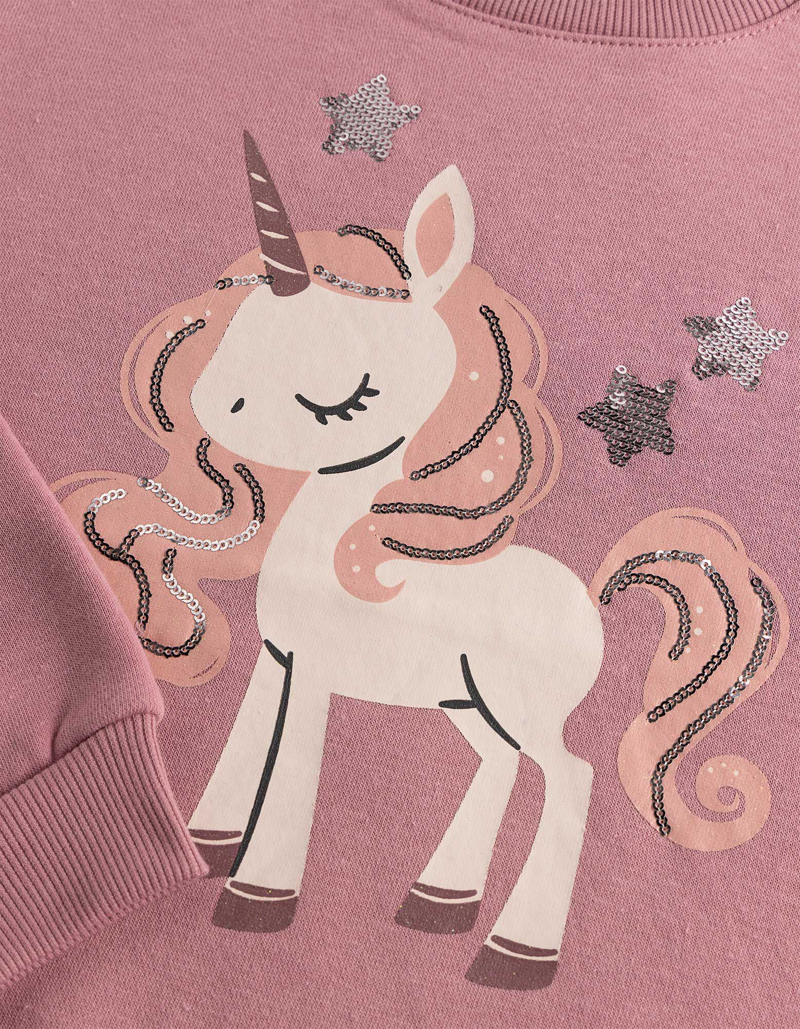 Sweatshirt - Paillettenbesatz - Lila