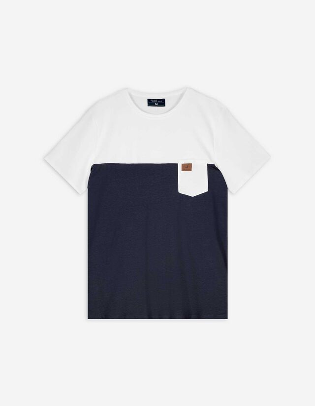 T-Shirt - Brusttasche - dunkelblau