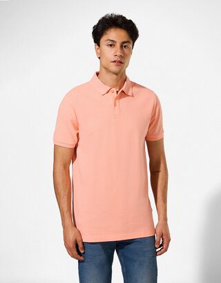 koszulka polo - jednokolorowy - Pomarańczowy