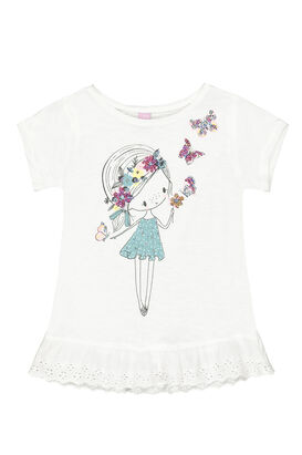 M&auml;dchen T-Shirt mit Pailletten und Print