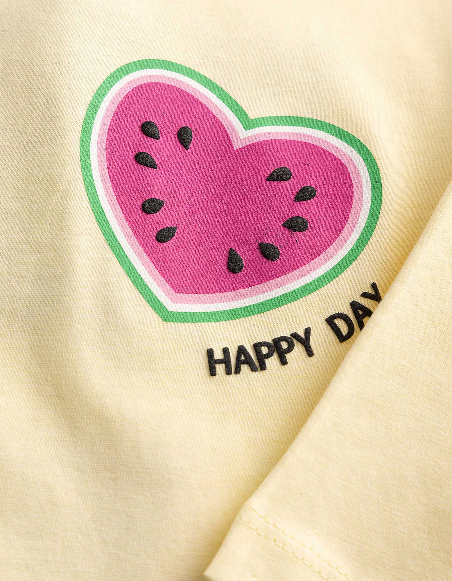 T-shirt - Impression au dos - Jaune clair