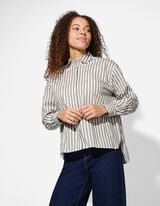 Hemdbluse - Streifen - hellgrau