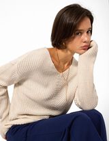 Trui - V-hals - Beige