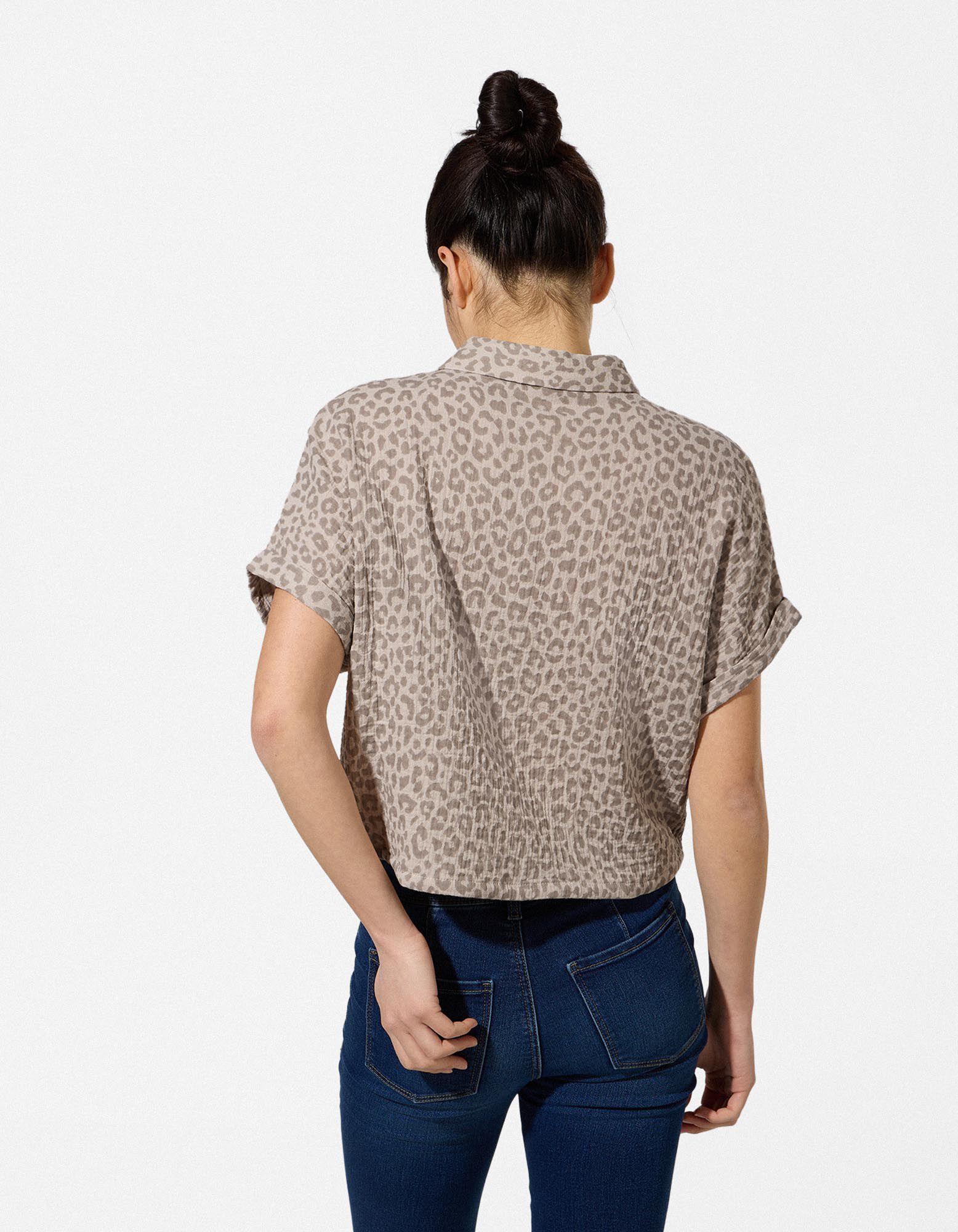 Overhemdblouse - Print all-over - Beige