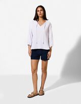 Bluse - Musselin - Wei&szlig;