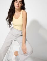 Hlače - seersucker - bijela