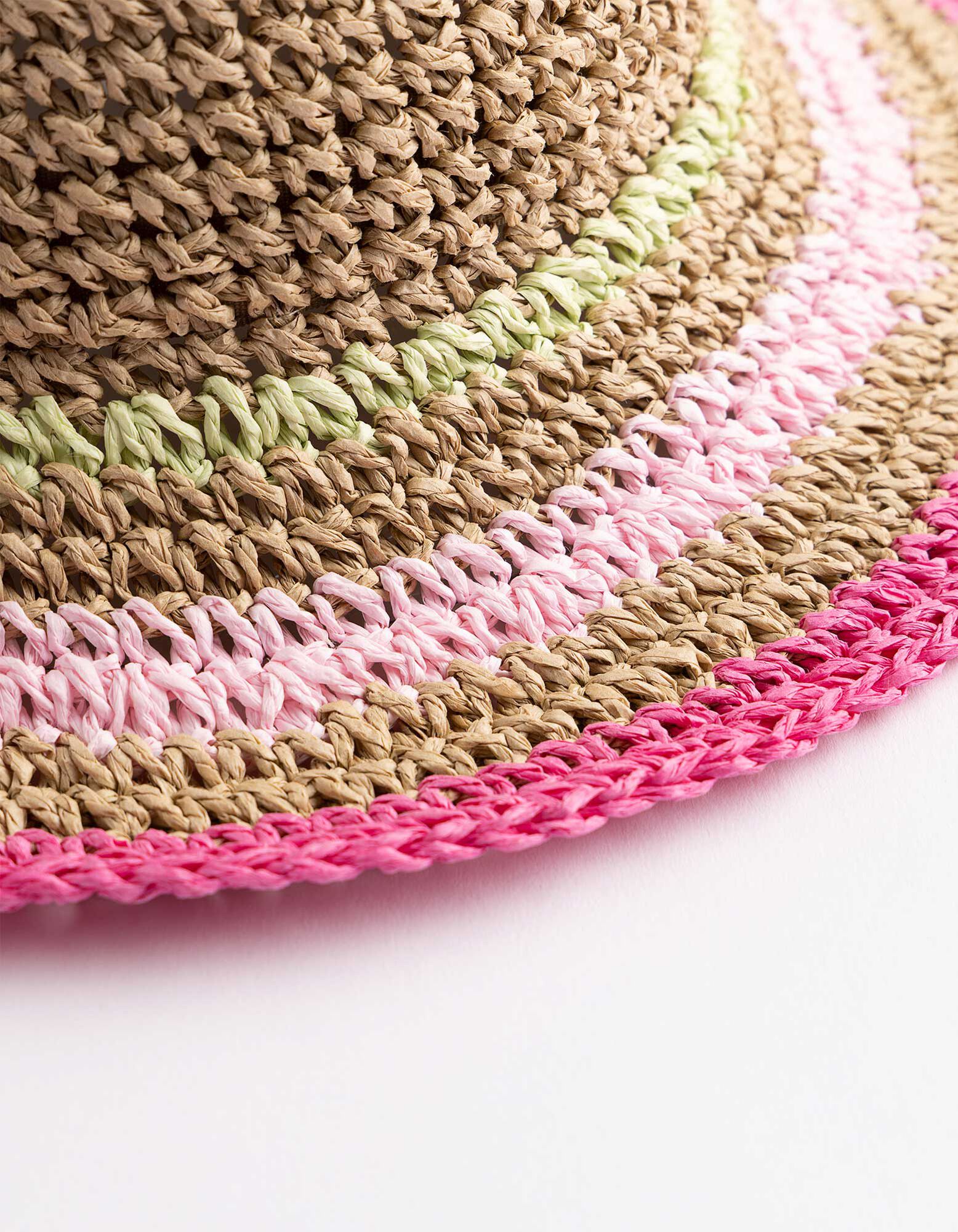 Strohhut - Streifen - beige