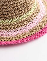 Strohhut - Streifen - beige