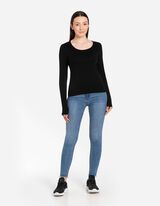 Tričko s dlhými rukávmi - Zmes bavlny - cierna