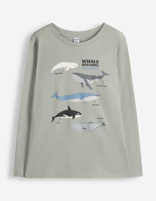 Langarmshirt - Frontprint - Grau