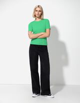 T-shirt - Geribde structuur - groen