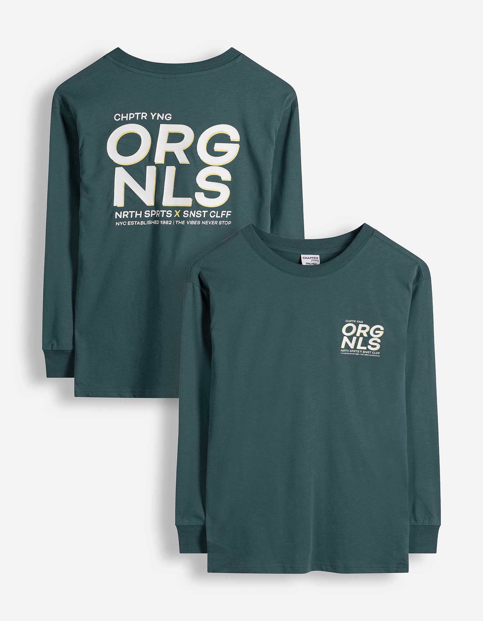 T-shirt &agrave; manches longues - Coupe oversize - vert fonc&eacute;