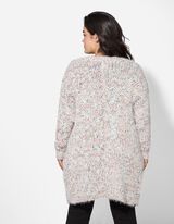 Cardigan - Pl&uuml;sch - wei&szlig;