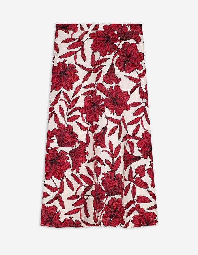 Rok in A-lijn - Print all-over - donkerrood