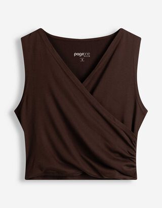 Cropped Shirt - Atmungsaktiv - Dunkelbraun