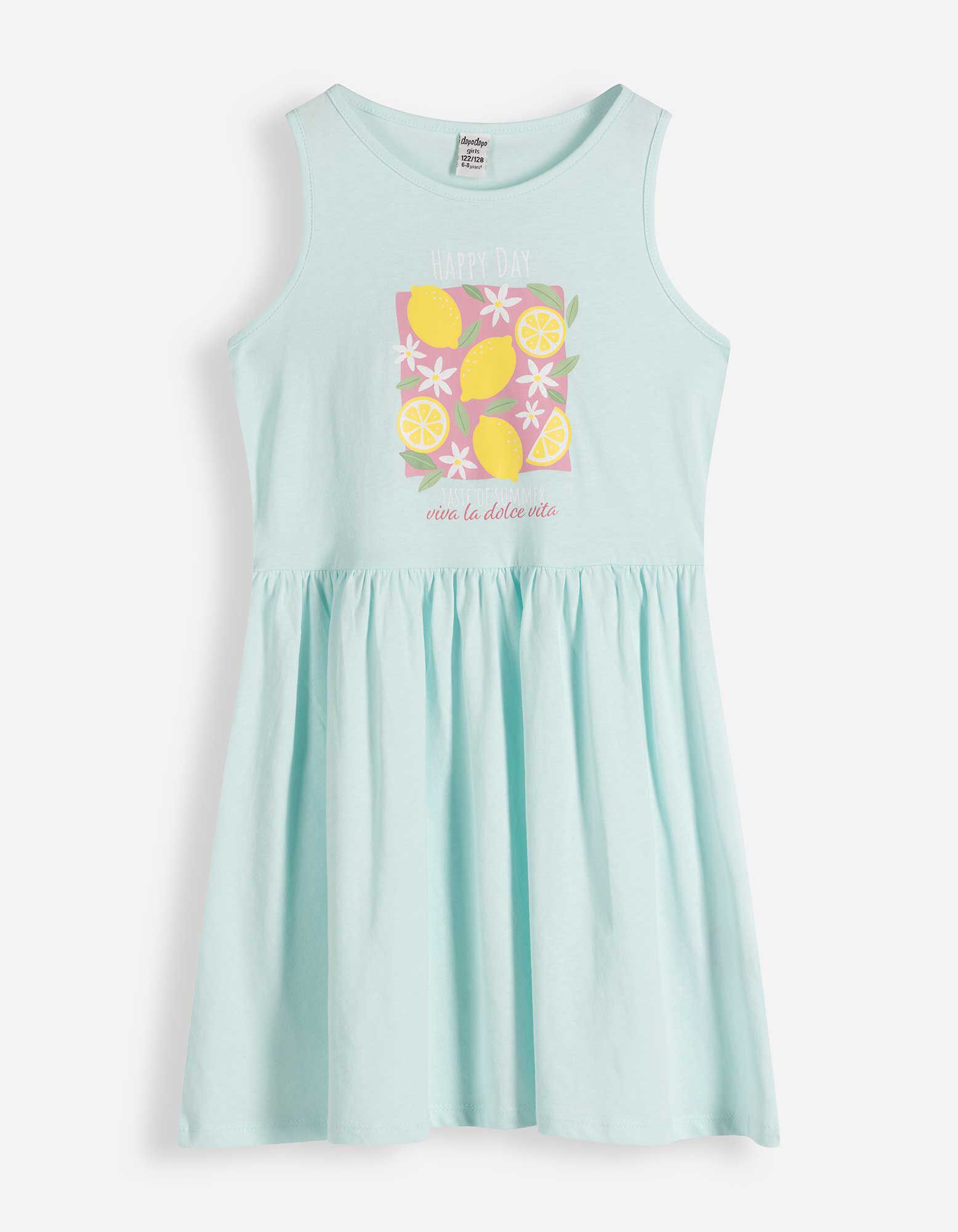 sukienka - nadruk - niebieski