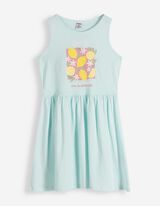 sukienka - nadruk - niebieski