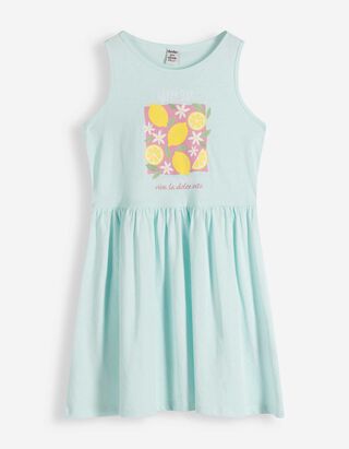 sukienka - nadruk - niebieski