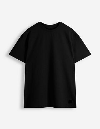 T-Shirt - Seersucker - Schwarz