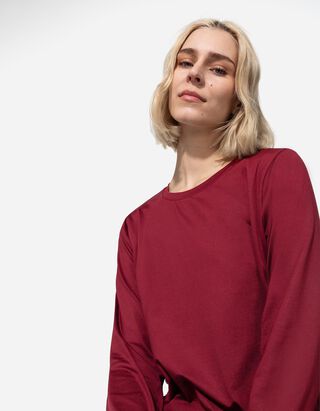 Langarmshirt - Slim Fit - dunkelrot