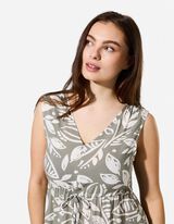Maxikleid - Elastischer Bund - Khaki