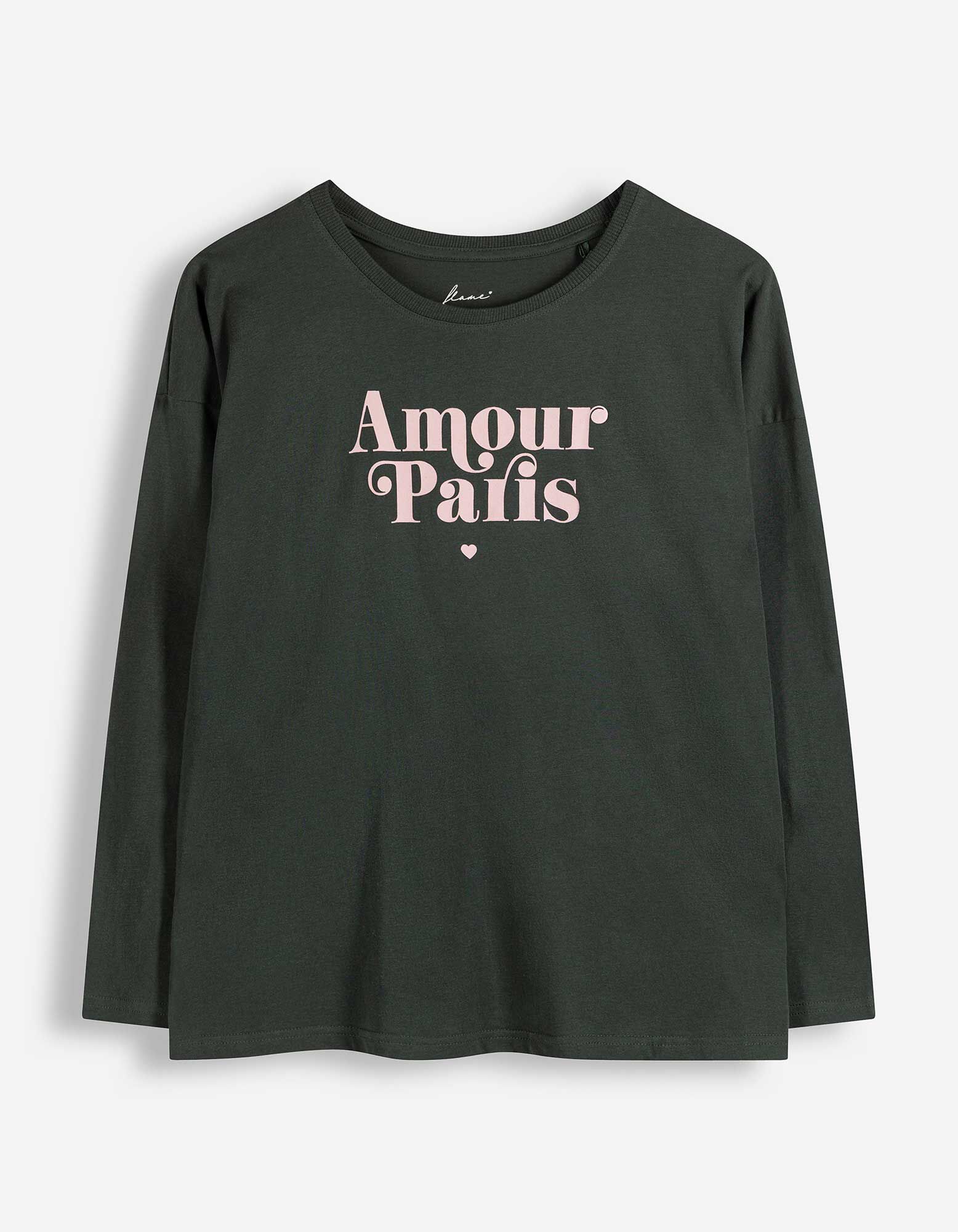Pyjamaoberteil - Print - Khaki
