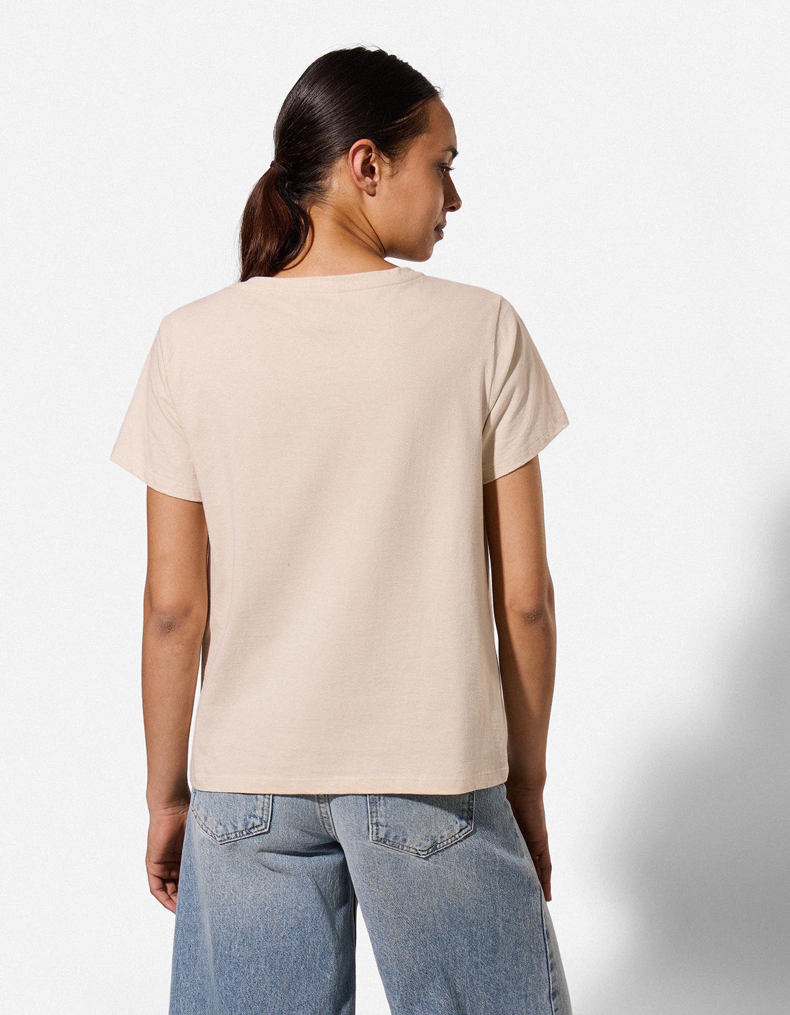 T-shirt - Broderies - beige