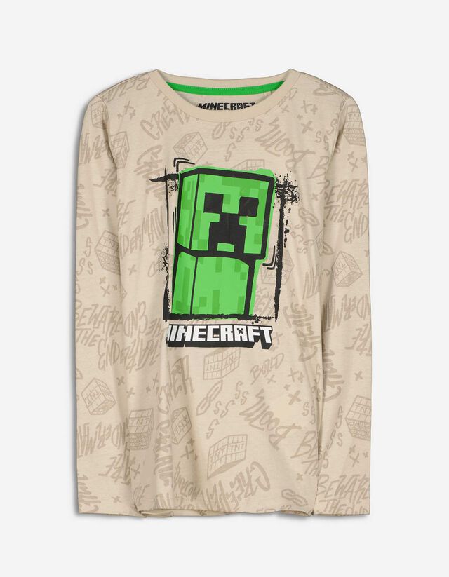 Majica dolg rokav - Minecraft - svetlo siva