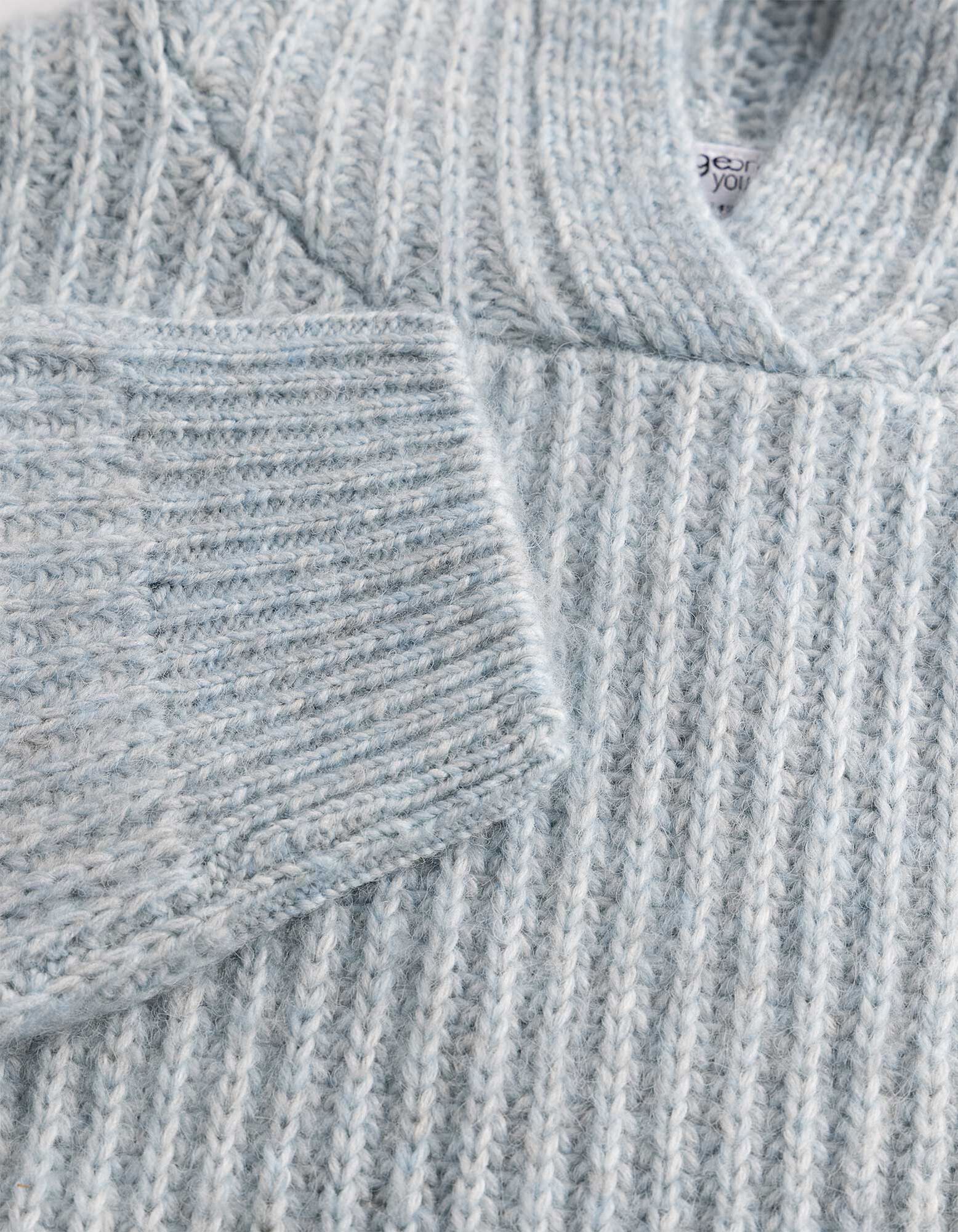 Strickpullover - Kapuze - Hellblau