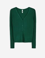 rozpinany sweter - mieszanka wiskozowa - ciemny zielony