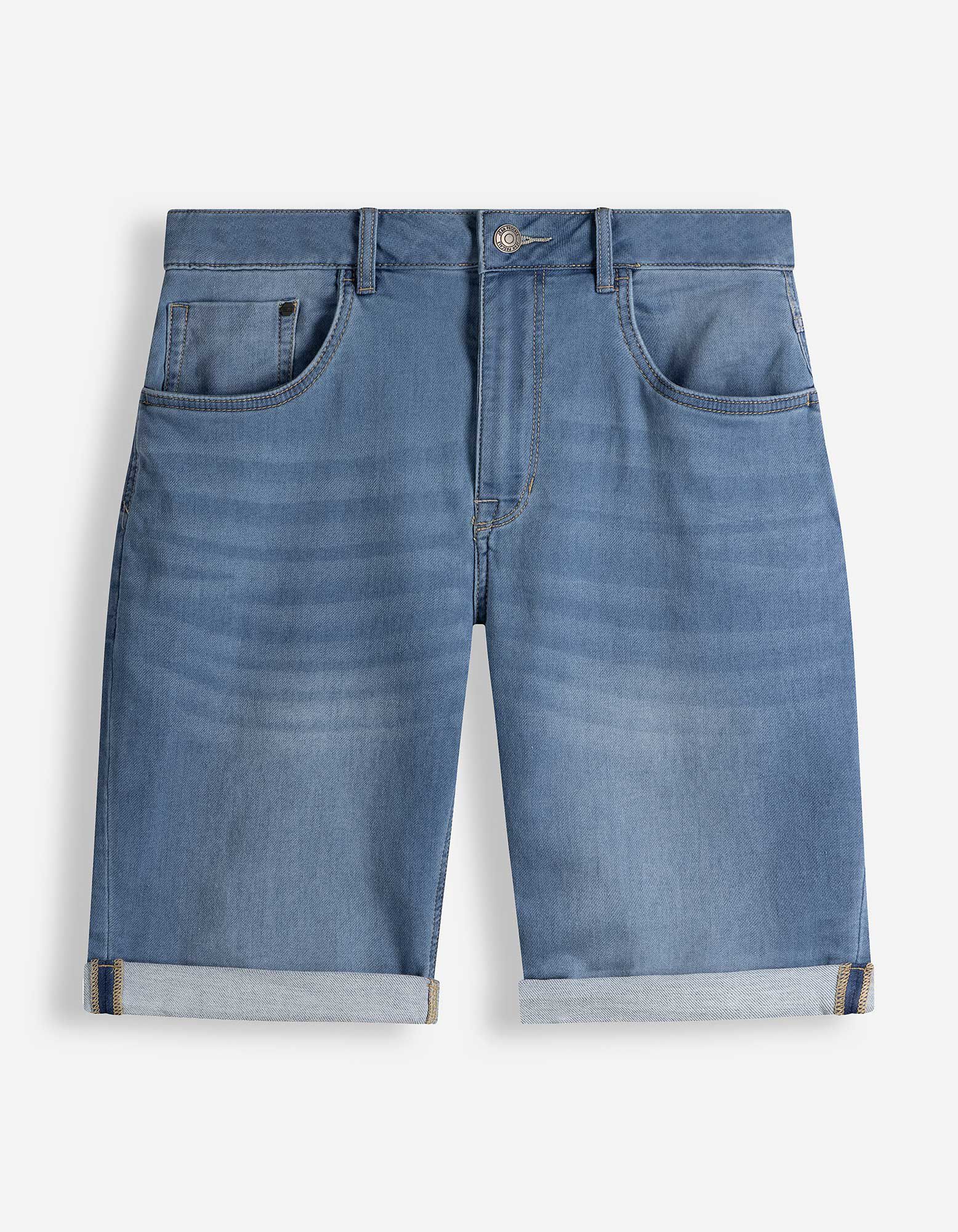 Jeansshorts - Fixierter Beinumschlag - blau