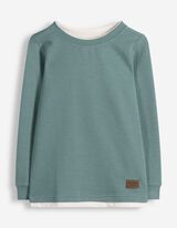 Sweatshirt - Labelpatch - Gr&uuml;n