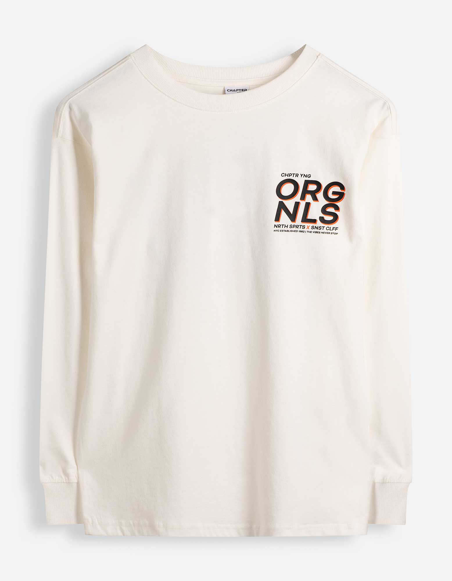 T-shirt &agrave; manches longues - Coupe oversize - Blanc cass&eacute;