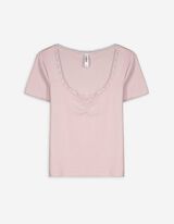 T-Shirt - Spitzenbesatz - lila