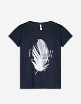 T-shirt - błyszczący nadruk - ciemny niebieski