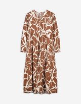 Kleid in A-Linie - Allover-Muster - hellbraun