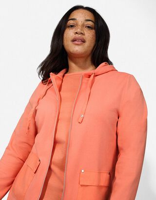 Sweatjacke - Baumwoll-Mix - hellrot