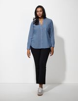 Blúzka - Náprsné vrecko - tmavomodra