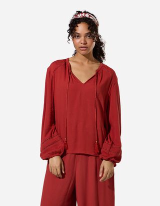 Blouse - Effen - Roestbruin
