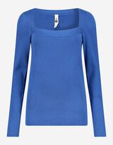 Pull-over - Viscose m&eacute;lang&eacute;e - Bleu fonc&eacute;