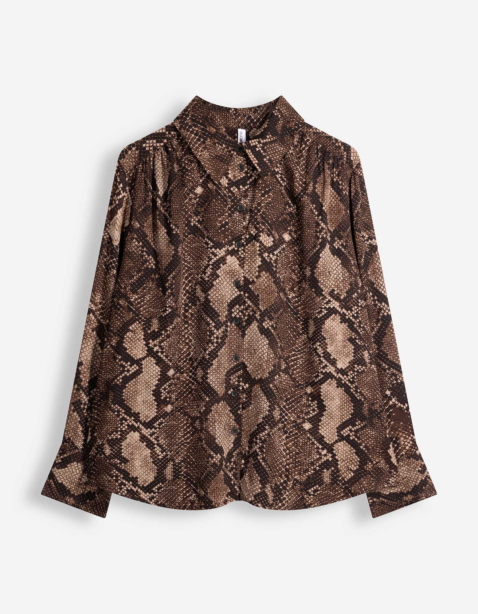 Bluse - Schlangenmuster - Dunkelbraun