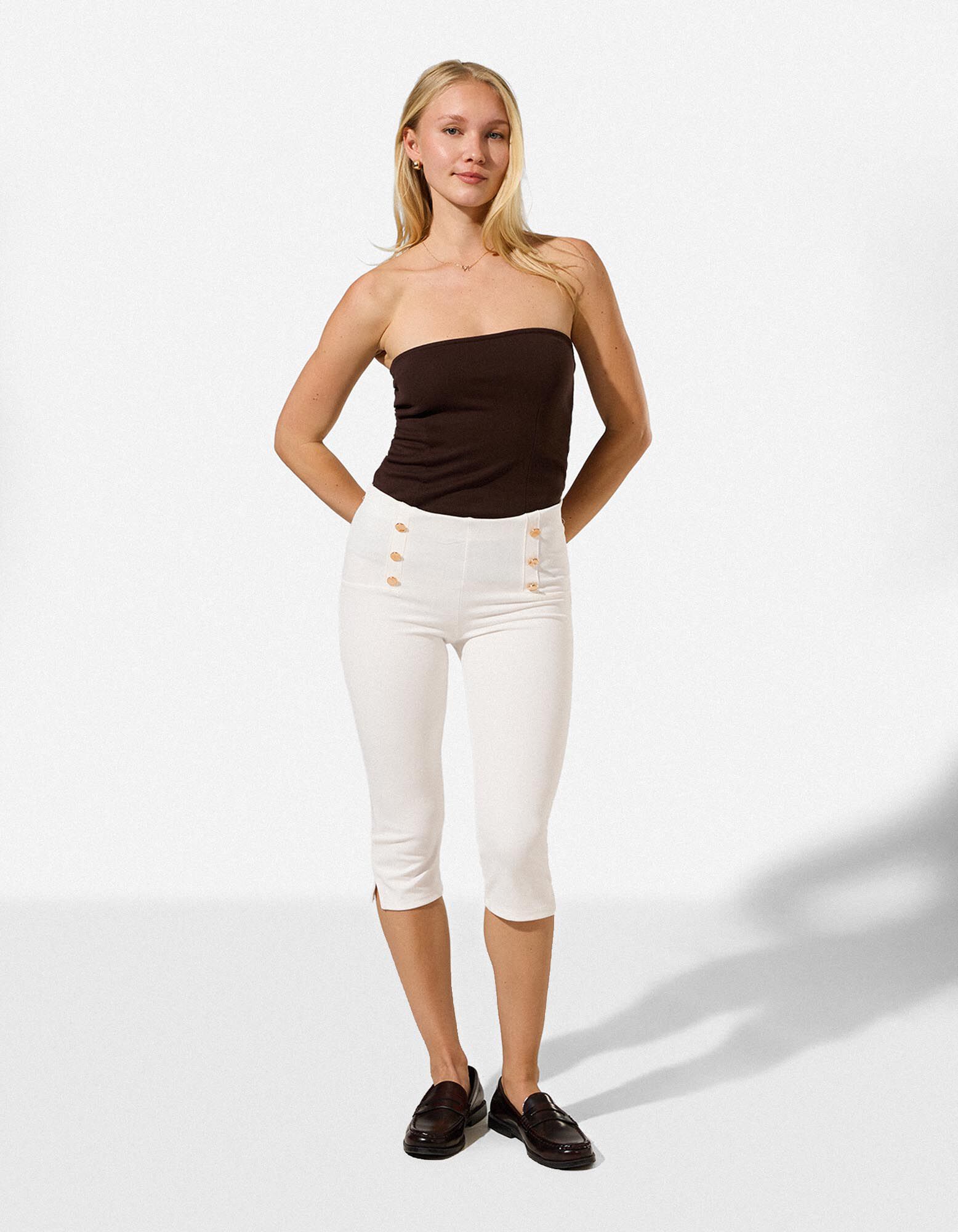 Leggings - Zierkn&ouml;pfe - Off-White