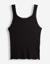 Tanktop - Spitzenbesatz - Schwarz