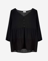 Blusenshirt - Volants - schwarz