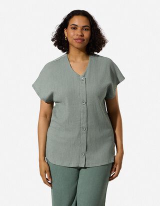 Blusenshirt - Knopfleiste - Petrol
