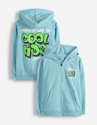 Sweatjacke - R&uuml;ckenprint - hellblau